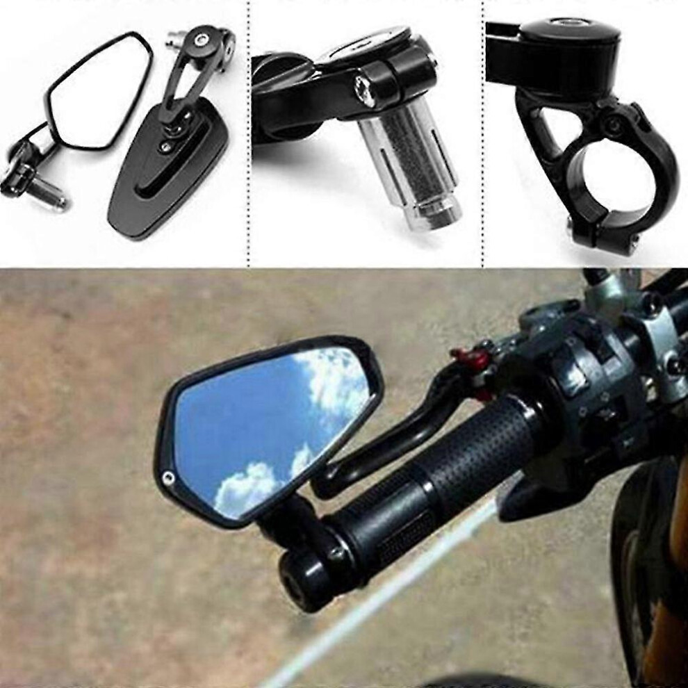 (As Show, One Size) Universal Motorcycle Handlebar Mirror, Rearview Mirror Universal Reflector (Black) (2Pcs) Pws Black 5093442661217
