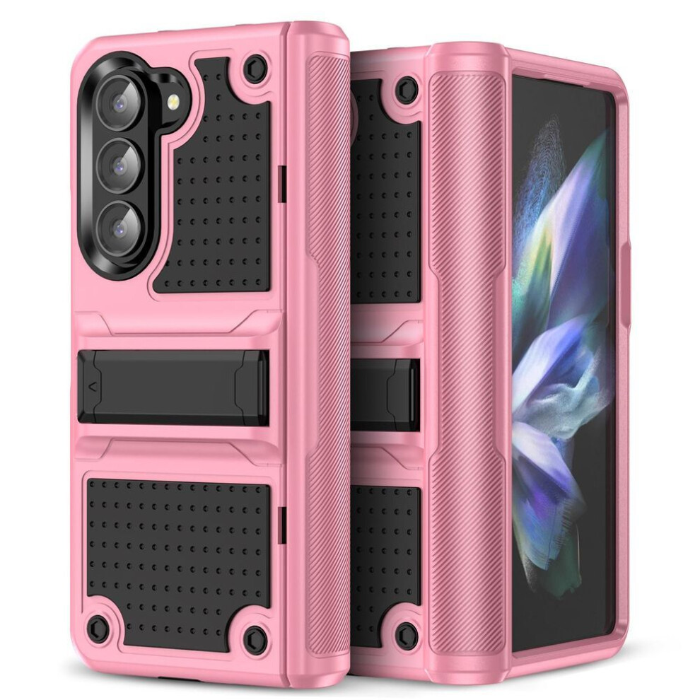 (pink,black, Samsung z fold 5) For Samsung Z Fold 5 Portable Matte Kickstand Coque Case For Samsung Galaxy Z Fold 5 Fold5 5g Zfold5 Shockproof Cover