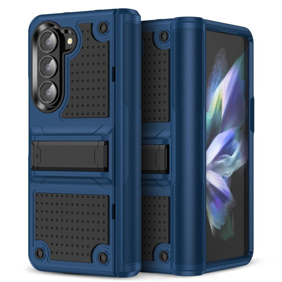 (navy blue,black, Samsung z fold 5) For Samsung Z Fold 5 Portable Matte Kickstand Coque Case For Samsung Galaxy Z Fold 5 Fold5 5g Zfold5 Shockproof Cover