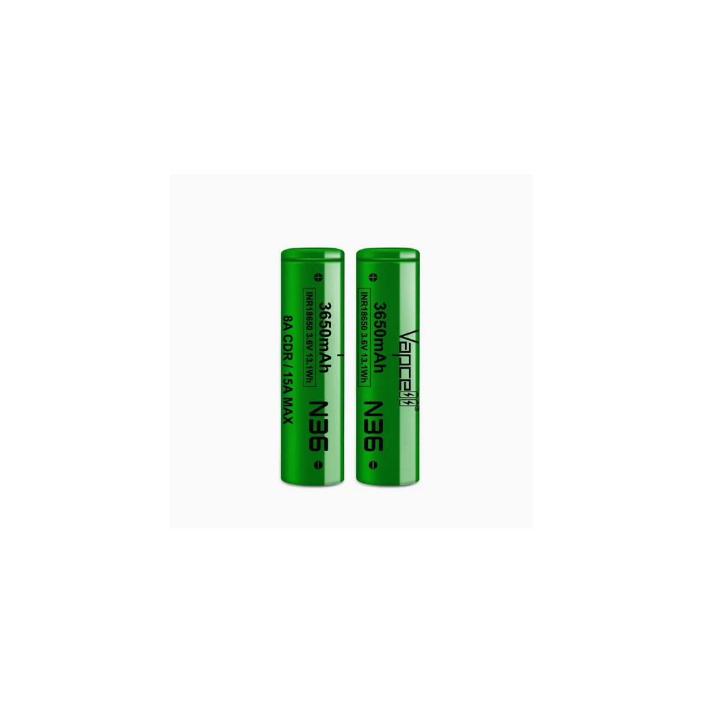 2x Vapcell N36 18650 3650mAh 3.7V Batteries Flat
