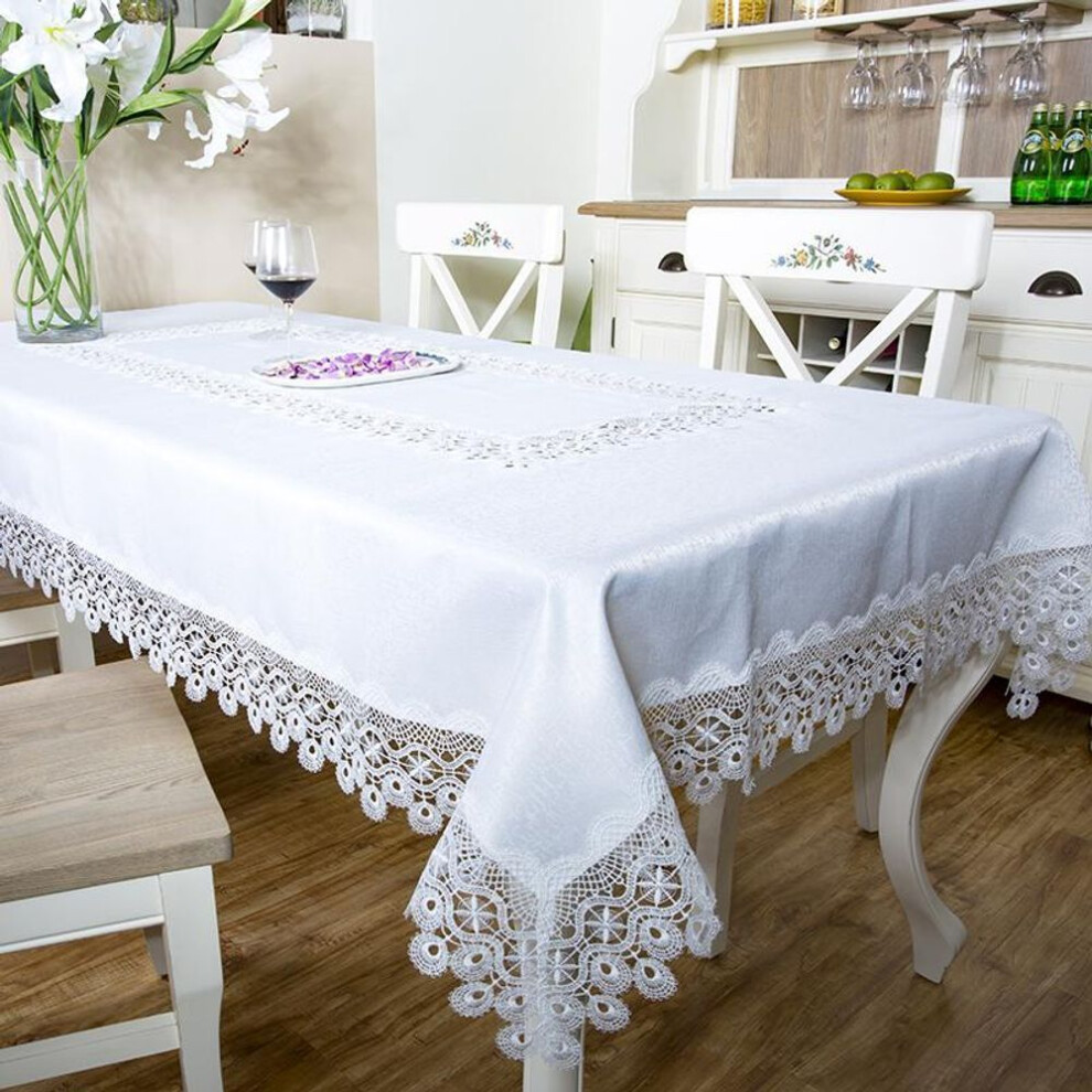(white, 40x220cm) White Square Rectangle Tablecloth Wedding