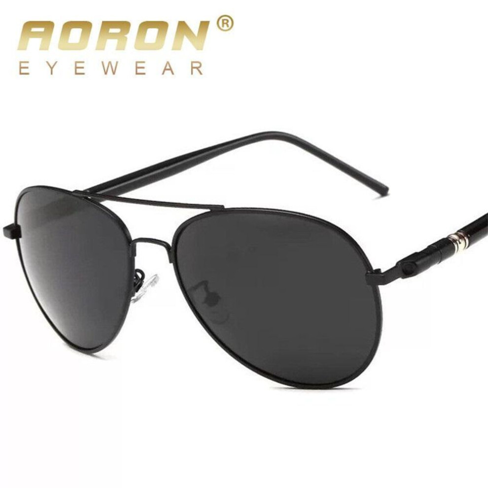 (black) AORON Fashion Polarized Sunglasses Mens Classic Sun Glasses UV400 Coating Lens Alloy Frame Driving Eyewear for Men