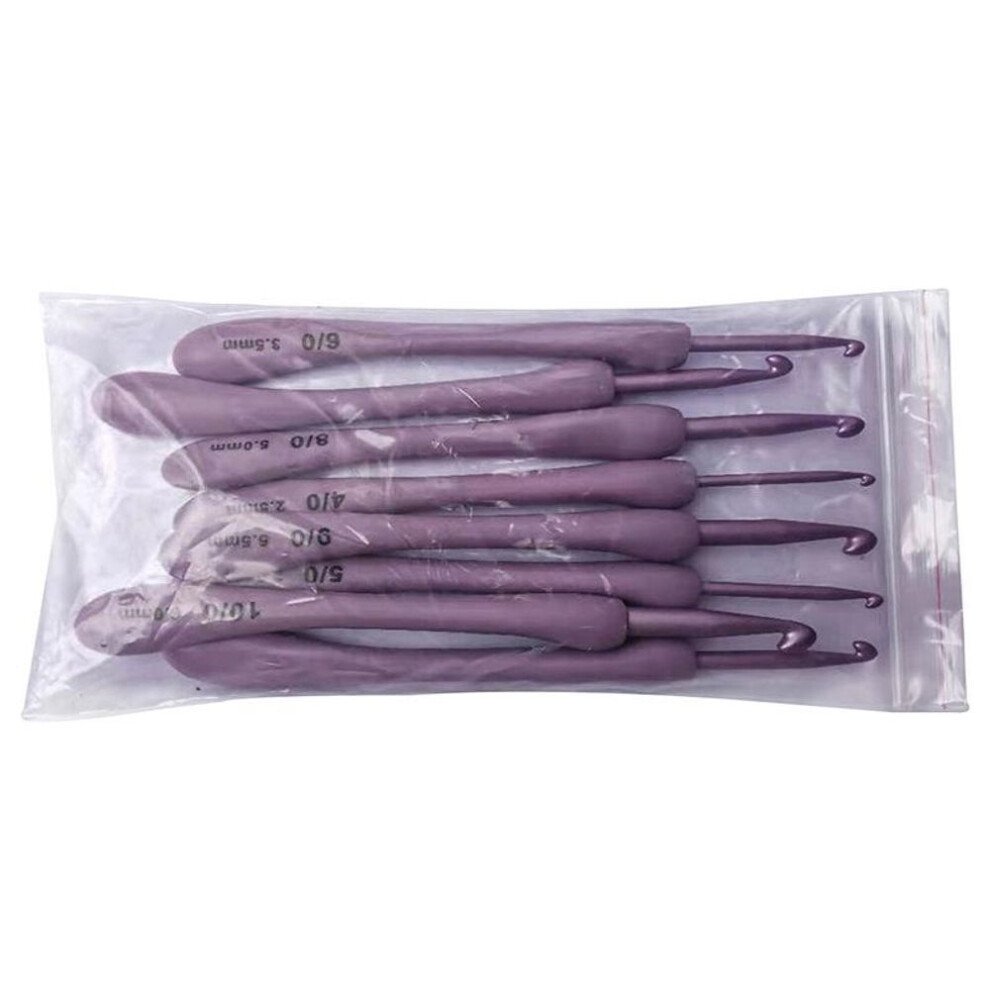 8pcs/set 2.5-6.0mm Purple Crochet Hooks Set Craft Weaving Knitting Hooks Needles Diy Crochet For Sewing Crafts Stitching Tool