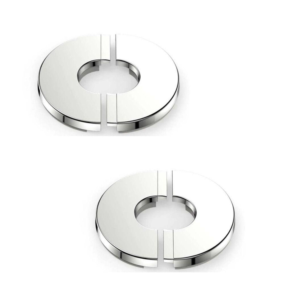 2pcs Silver Stainless Steel Split Cover Circular Self Adhesive Round Split Pipe Cover  Toilet