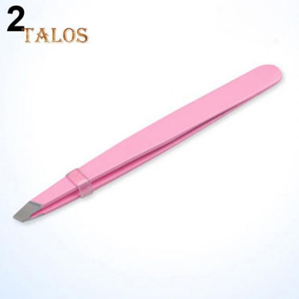 (pink) Useful Cosmetic Tools Professional Eyebrow Tweezers Hair Beauty Slanted Stainless Steel Tweezer