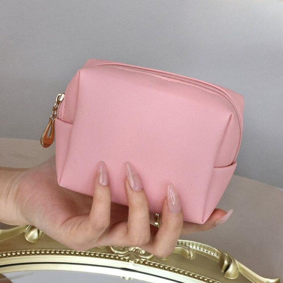 (pink) Fashion Women&apos;s Portable Cosmetic Bag Mini Jewelry Bag Lipstick Bag Travel Small Makeup Organizer Storage Bag