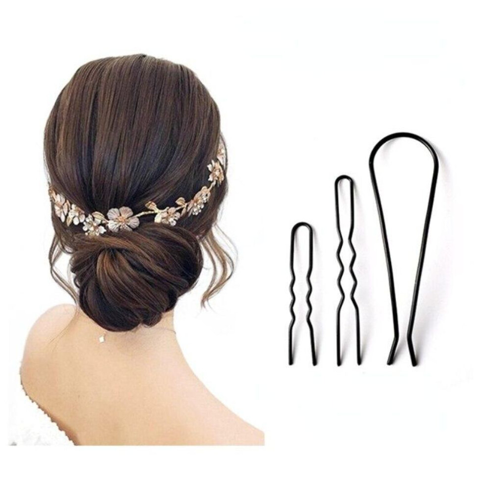 (as the picture, 7.5*1.5/10*1.2/12*3.6cm) Hairpin Set U Shape Hair Clips Bobby Pins For Women Girls Briders Metal Black Hairpins Barrettes Bun Maker Hair Styling Accessories