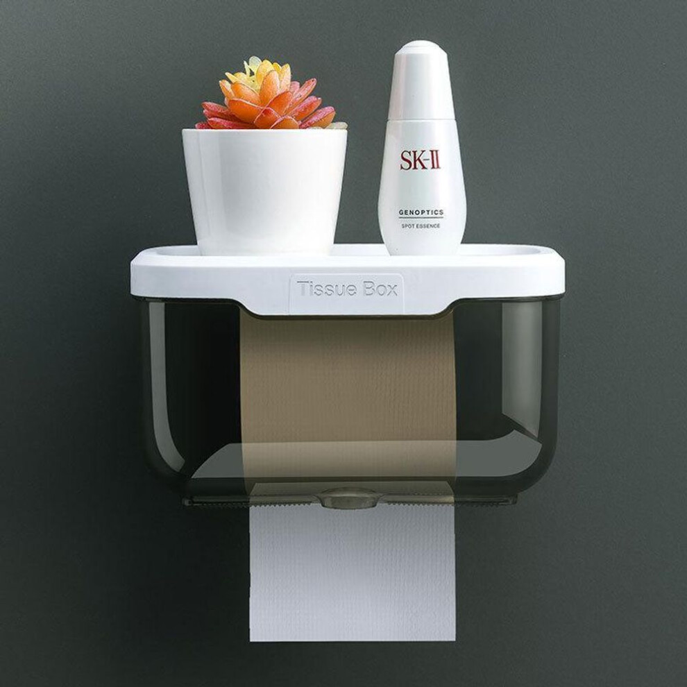 (black, Big) Waterproof  Wall Mount Tissue Holder Box For Bathroom Toilet Paper Holder Storage Rack Punch-free Storage Box Kitchen Supplies