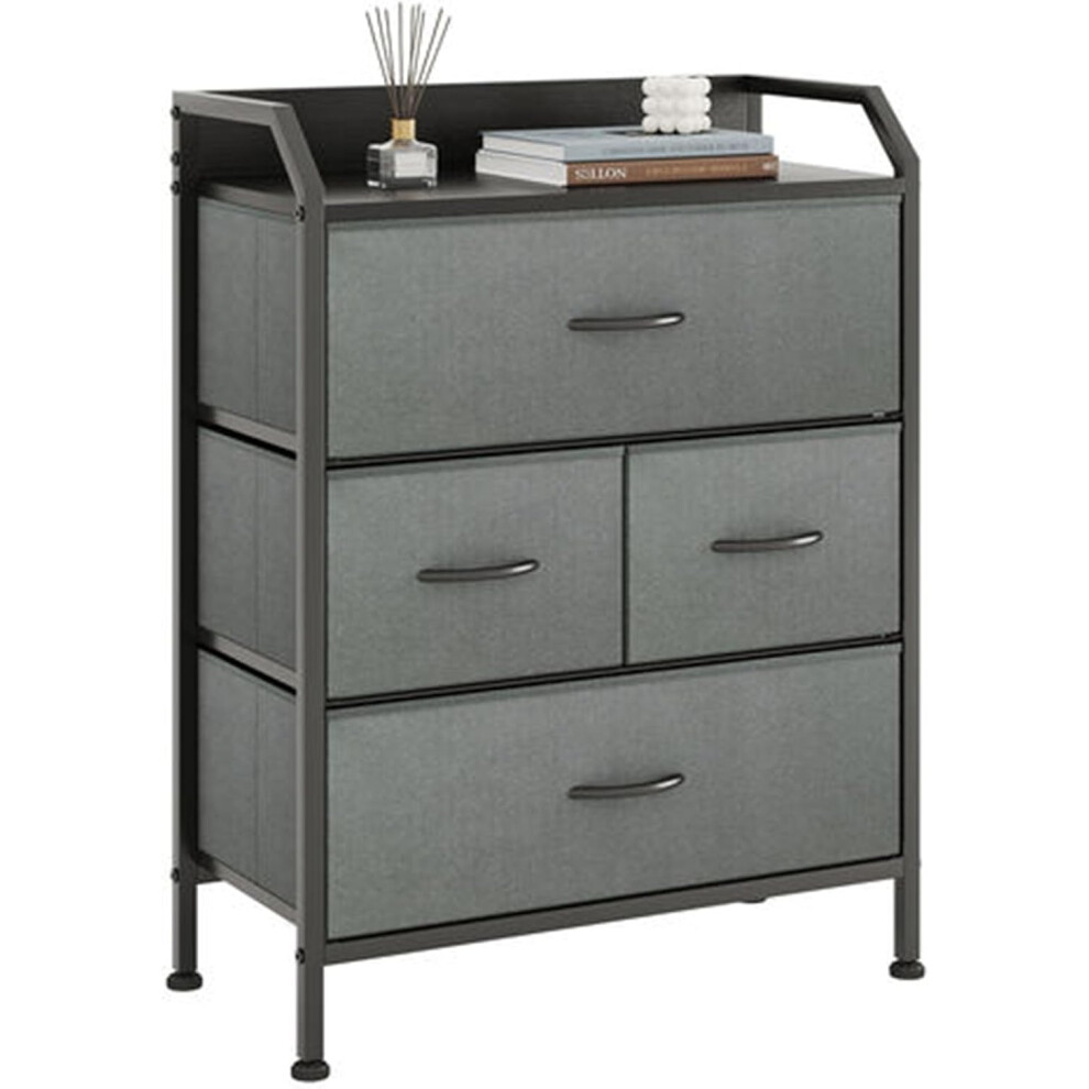 (4 Drawer, Black) Chest of Drawers, 4 Drawer Dresser for Bedroom Storage Unit, Clothes Drawer Chest Fabric Dresser Storage Tower Children Living Room Hallway Entry