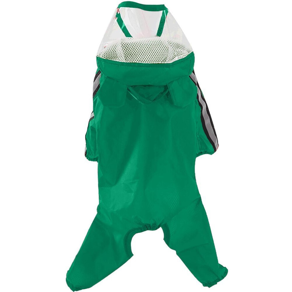 (green, M) Cute Pet Dog Raincoat, Raincoat Body Covered With Hood, Reflective Night Light Strip, Double Waterproof Raincoat, Bear-shaped Pet Dog Hooded Cape