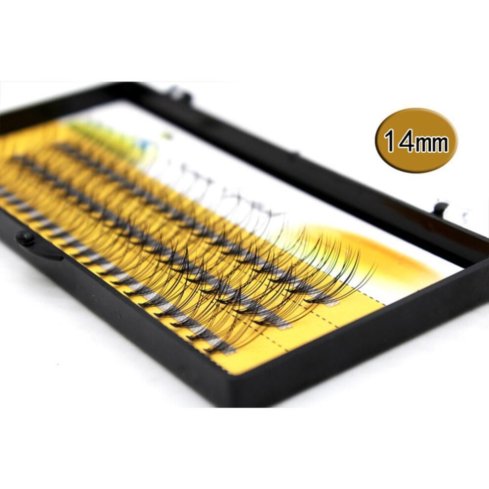 (14mm) 1 Set 3D Individual Cluster Fake Lashes Strip Eyelashes Extension Permanent Soft Light False Eyelash