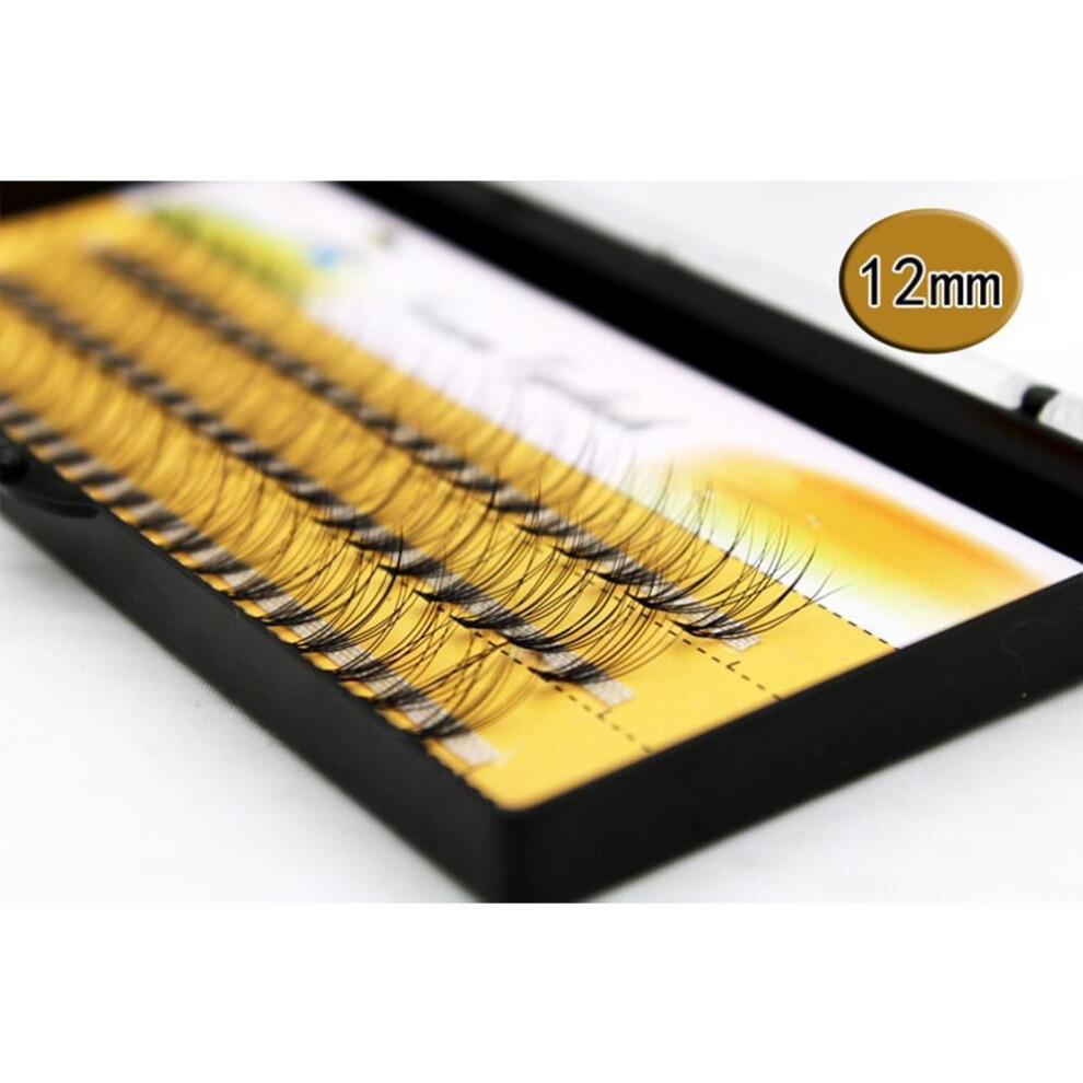 (12mm) 1 Set 3D Individual Cluster Fake Lashes Strip Eyelashes Extension Permanent Soft Light False Eyelash