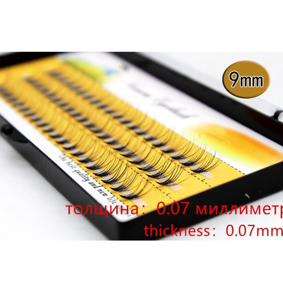 (9mm) 1 Set 3D Individual Cluster Fake Lashes Strip Eyelashes Extension Permanent Soft Light False Eyelash