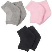 (As show, One size) Moisturising Socks Silicone Gel Socks Sleeves , Reduce Pressure On Heel ,3 Pairs,black+grey+pink