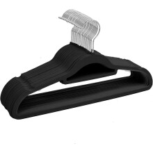 (As show, One size) 20 Pack Velvet Hangers | Space Saving Hangers and 360 Swivel Hooks Wardrobe Storage OrganiserBlack)