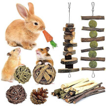 (As show, One size) Small Animals Chew Toy for Teeth Natural Apple Wood Sticks Molar(10pcs)