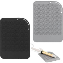 (As show, One size) 2 Pack Heat Mat for Hair Straighteners, Curling Iron, Flat Iron - Silicone Heat Mat  (Black, Grey)
