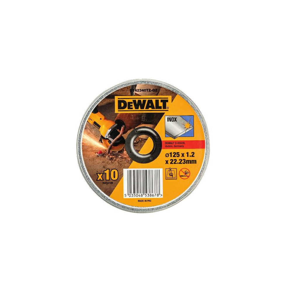 DEWALT TARCZA DO CIĘCIA METALU 125 x 1,2 x 22,2mm 10sztuk INOX