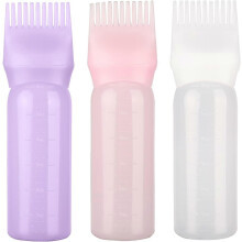 (As show, One size) Hair Dye Brush Bottle Root Comb Applicator Bottle Comb Hair Dye Bottle(3 Colors)
