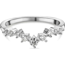 (As show, One size) Moissanite Wishbone Ring for Women in 925 Sterling Silver Prongs Setting in Platinum Plated