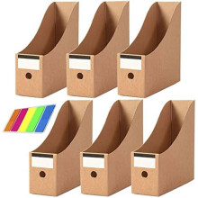 (As show, One size) 6 Pack magazine file holder, cardboard office file storage Paper magazine file organiser rack