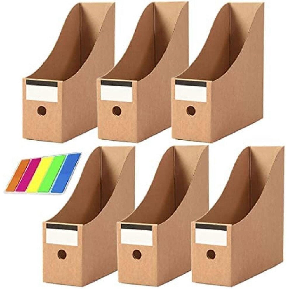 (As show, One size) 6 Pack magazine file holder, cardboard office file storage Paper magazine file organiser rack
