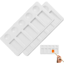 (As show, One size) 2 PCS Paint Palette, Rectangular Mixing Tray 10 Well Flat Gouache Wet Palette