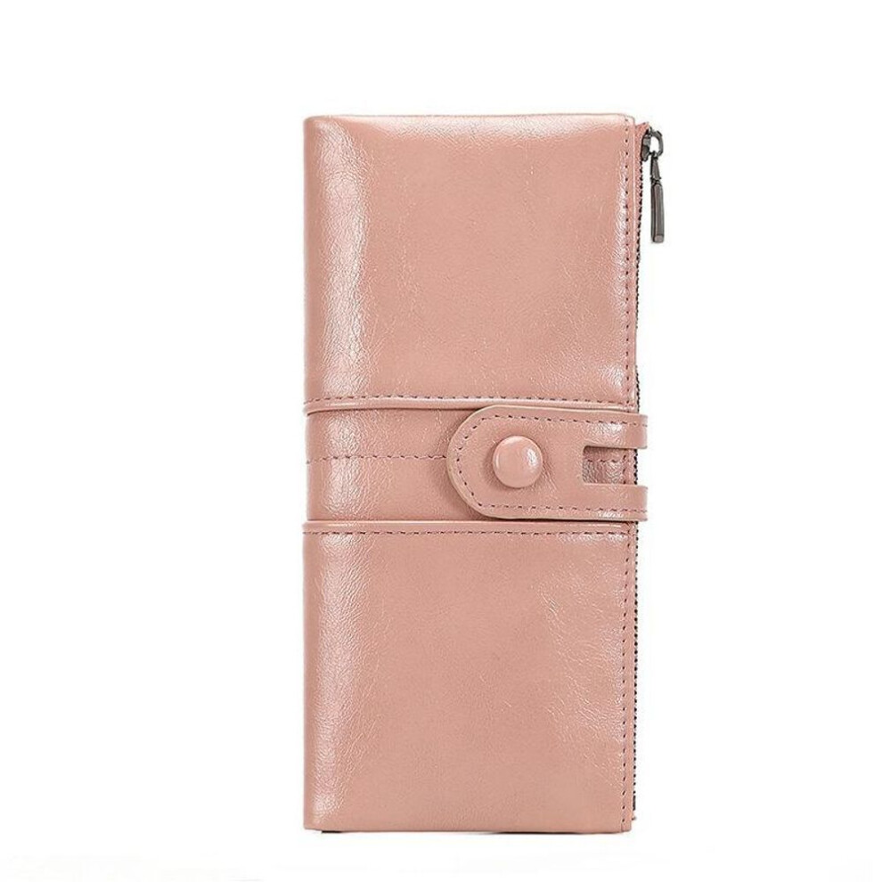 (pink) Rfid Blocking Genuine Leather Women&apos;s Wallets Multi Card Case Wallet with Zipper Pocket