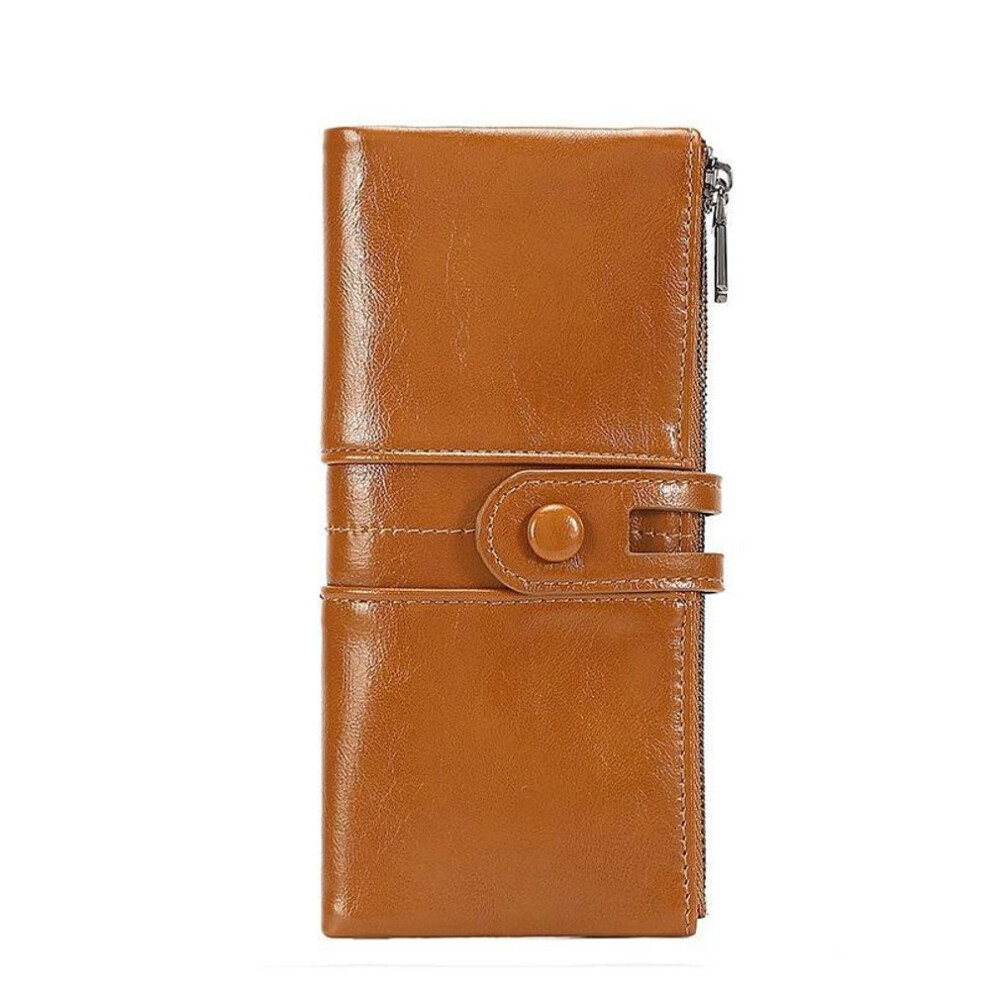 (brown) Rfid Blocking Genuine Leather Women&apos;s Wallets Multi Card Case Wallet With Zipper Pocket