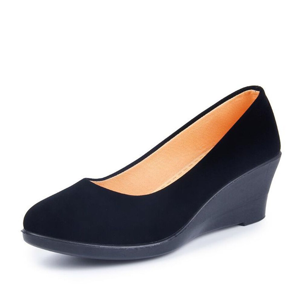 (black, 40) Women Wedge Heels Shoe Office Ladies Pumps Shoes Casual.