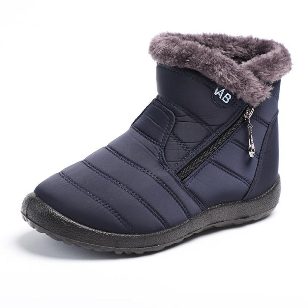 (navy blue, 39) 35-43 Plus Size Women Boots Ankle Boots For Women Waterproof Upper Pu Sole Non-slip Lightweight Keep Warm Winter Snow Boots