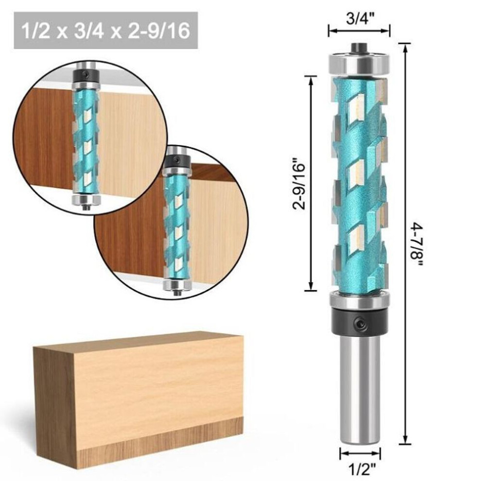 (blue, 12.7mm shank NO2) 12mm 1/2inch Shank Flush Trim Solid Carbide Spiral Top Bearing Cnc Router Bit Compression-cut End Mill Bit Face Wood Milling Cutter
