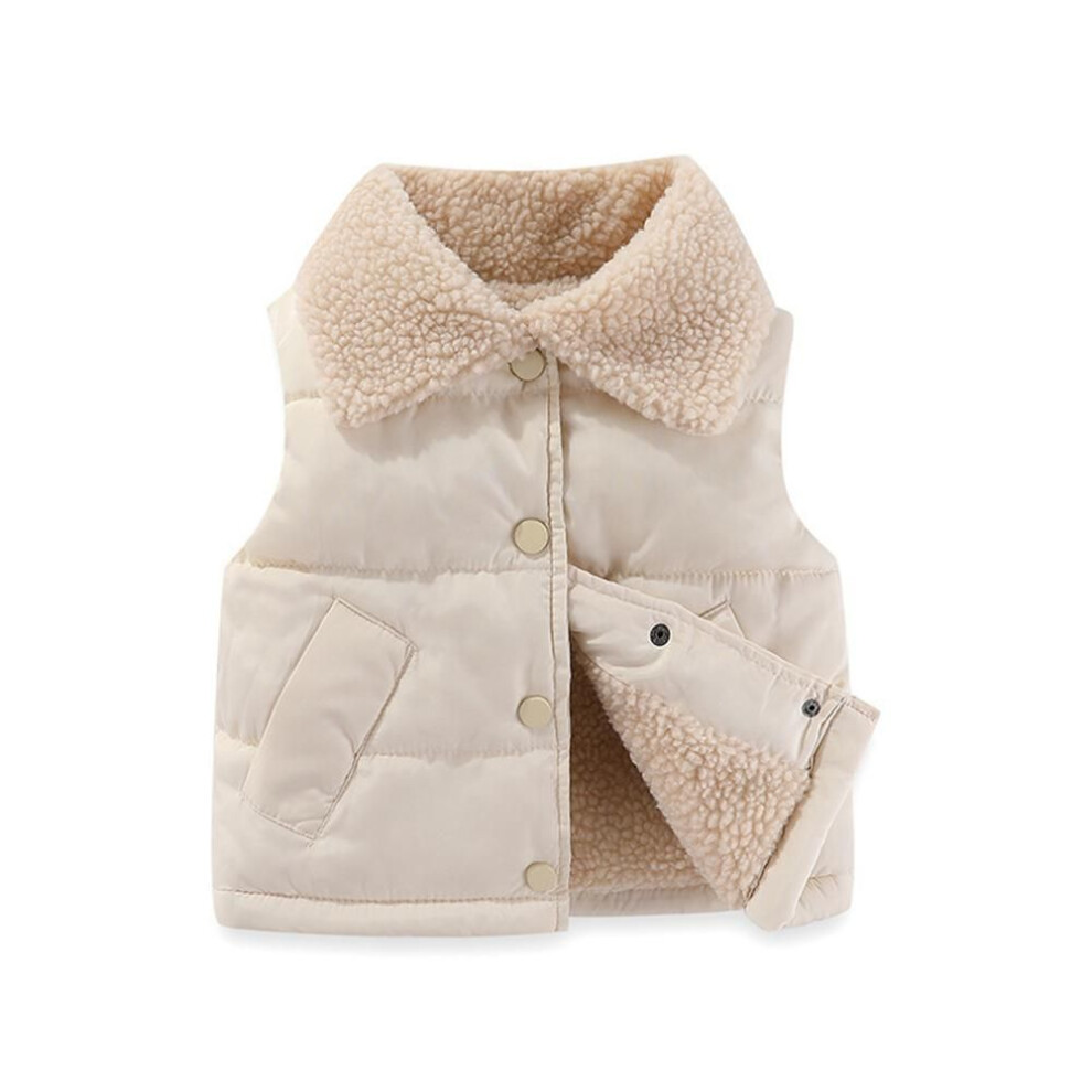 (white, 110(4T)) Autumn Spring Baby Boys Girls Vest Coat  New Fashion Down Cotton Zipper Children Thicken Warm Waistcoats Kids Outerwear 1-10Y