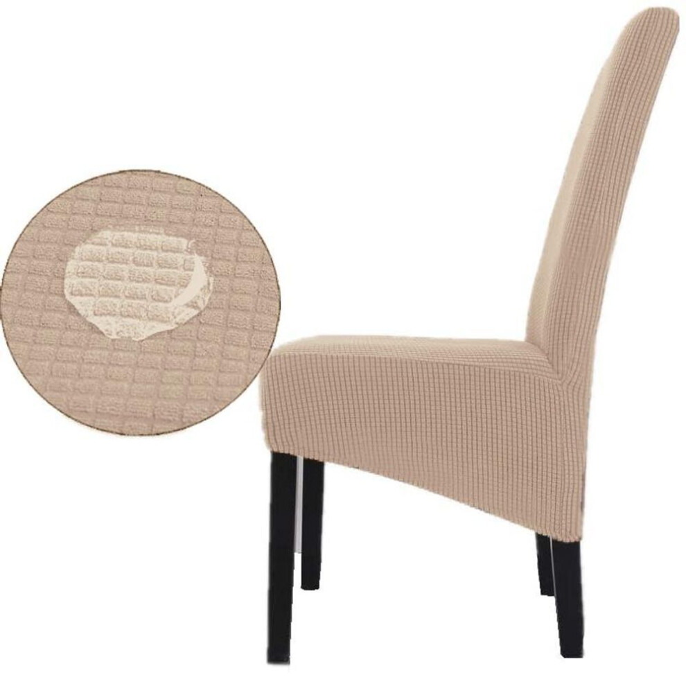 (khaki) Waterproof Jacquard Xl Dining High Back Chair Covers Stretch Slipcover Spandex  Protector With Elastic Band For Dining Room Wedding Ceremony Banquet