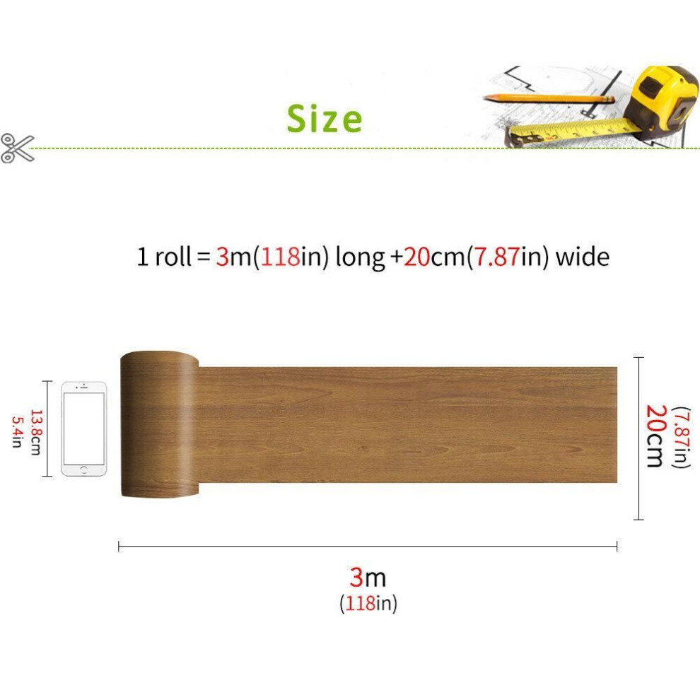 (E) PVC Home Floor Stickers Waterproof Self-adhesive Living Room Wallpaper Home Decoration 20x300CM