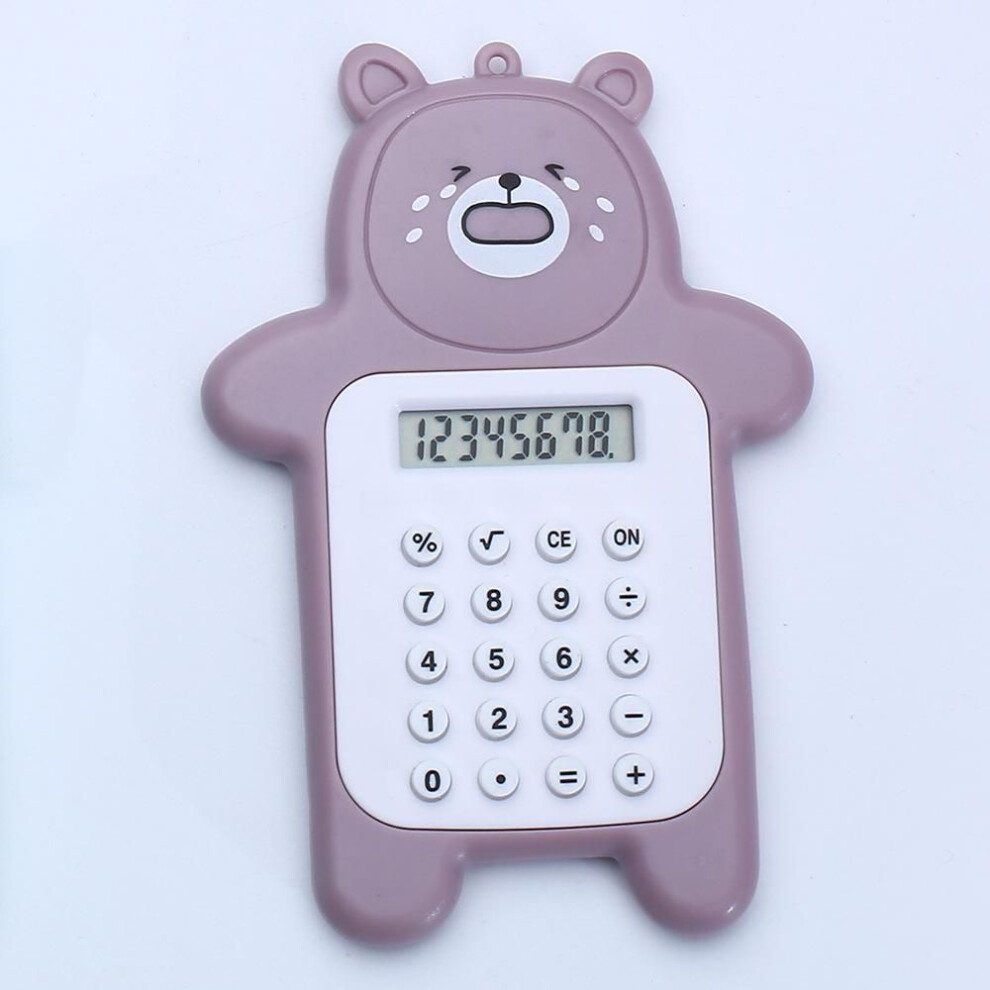(puce) Mini Cute Bear Expression Calculator Portable Easy To Carry Small Cartoon Calculator