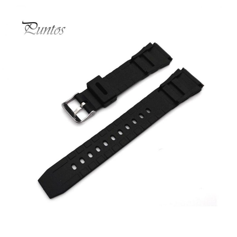 (18mm) 18-22mm Men Black Silicone Rubber Waterproof Sport Wrist Watch Band Strap