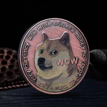 (Copper color, One size) Dogecoin Coin Doge Coin Commemorative Coin Physical Blockchain Crypto Collectible Coin with Protective Case,1pc