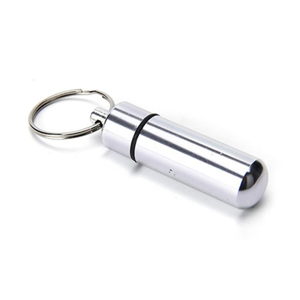 Mini Waterproof Aluminum Medicine Pill Bottle Box Case Holder Container Keychain