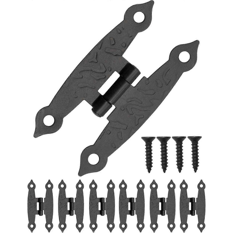 (As Show, One Size) Linjou Set Of 6 Metal Hinges In Weathered Metal For Cabinets, Cupboard Doors, Chests, Crates, Retro Country House Style, 65 X 34 M 5093216571056