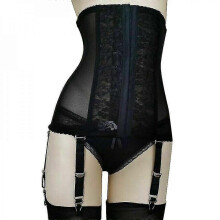 (L, Black) Women's High-waist Firm Shaping Waist Removable Garter Belt Lady Clothing G ODS