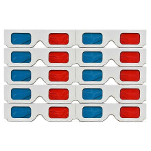 (As show, One size) 3D Glasses, 10Pairs Red And Blue Paper Stereo Len XJS