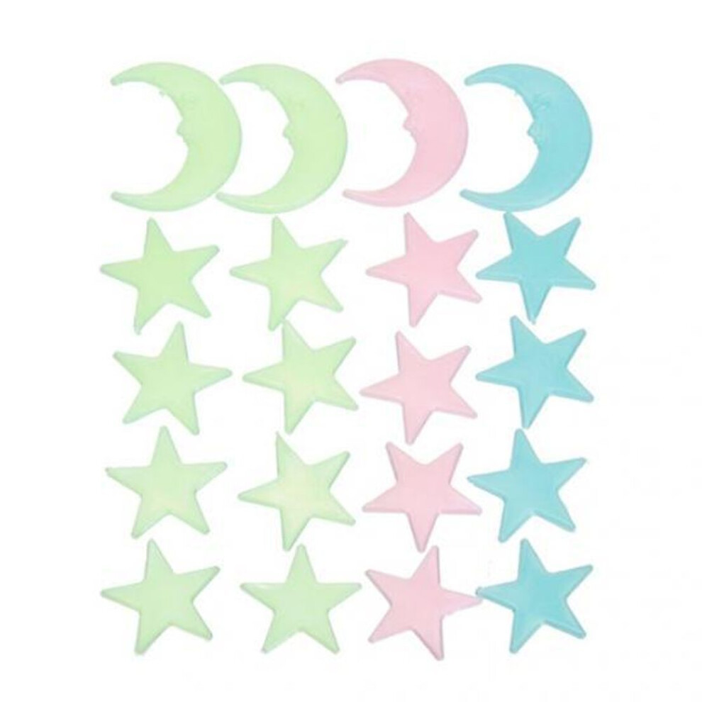 20pcs Luminous Glow In The Dark Stars Moon Decals Party Home Decor Wall Stickers