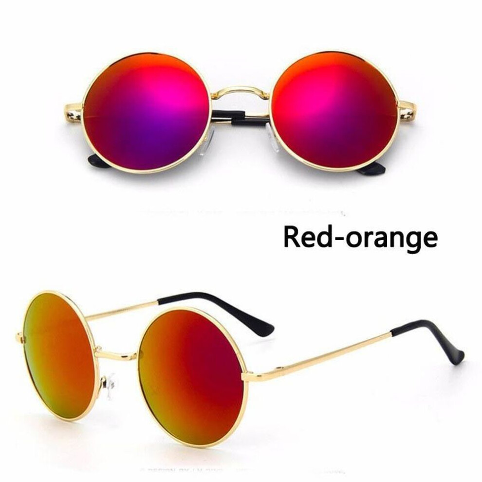 (red-orange, 12) 1pc Vintage Candy Color Simple Children Round Girls ANTI-UV Sunglasses Retro Cute Sun Glasses
