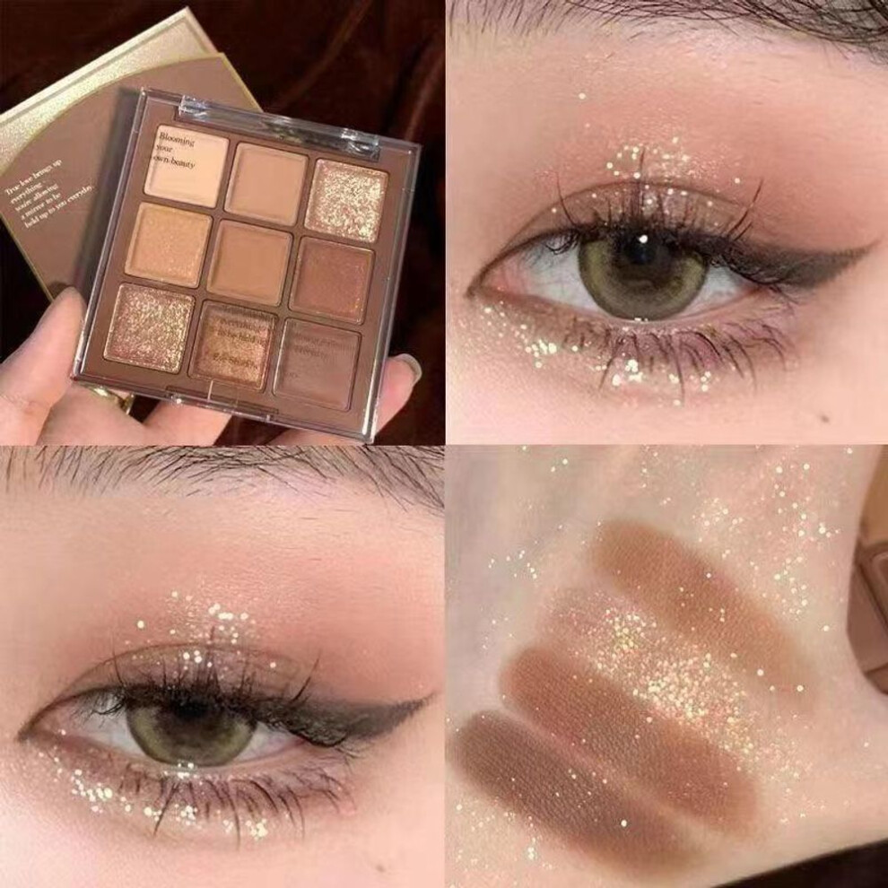 (1) Eyeshadow Palette Matte, Glossy, Baked Pelette 9 Colors,nine Shades Of Chocolate Eyeshadow, Matte Matte Eyeshadow Palette Loose Powder