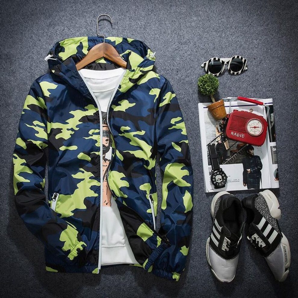 (yellow, 4XL) Camo Jacket Men&apos;s Jacket Large Korean Trend Reflective Camouflage Trench Coat Men&apos;s Spring and Autumn Baseball