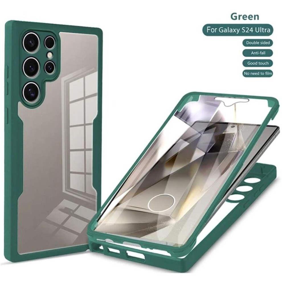 (green, For Samsung S24 Plus) 360 Full Body Protection Clear Case For Samsung Galaxy S24 Ultra Plus A05 A05S A15 A25 A35 A55 5G Shockproof Soft Silicone TPU Front Back Cover