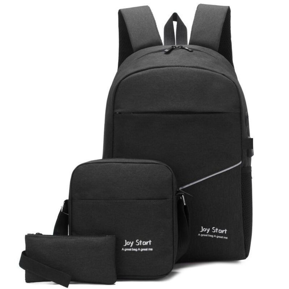 (black) Commuter Lightweight Business Three Piece Set Men's Backpack Fashion Backpack Leisure School Bag Computer Bag Fashion Large Capacity Back