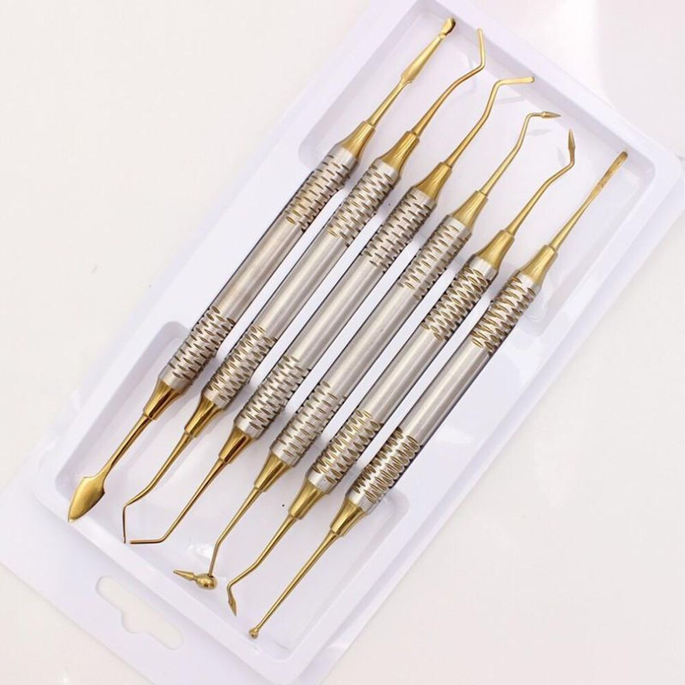 (gold) Dental Composite Resin Filling Spatula Titanium Plated Head Resin Filler Set Dental Instrument