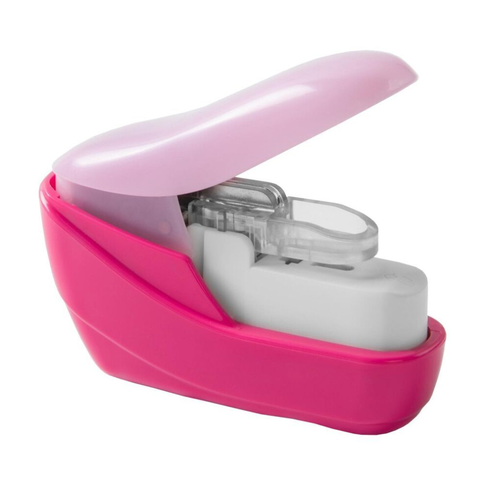 (pink) Kw-trio Hand-held Mini Safe Stapler No Staples Stapleless 4 Sheets Capacity For Paper Binding Shop